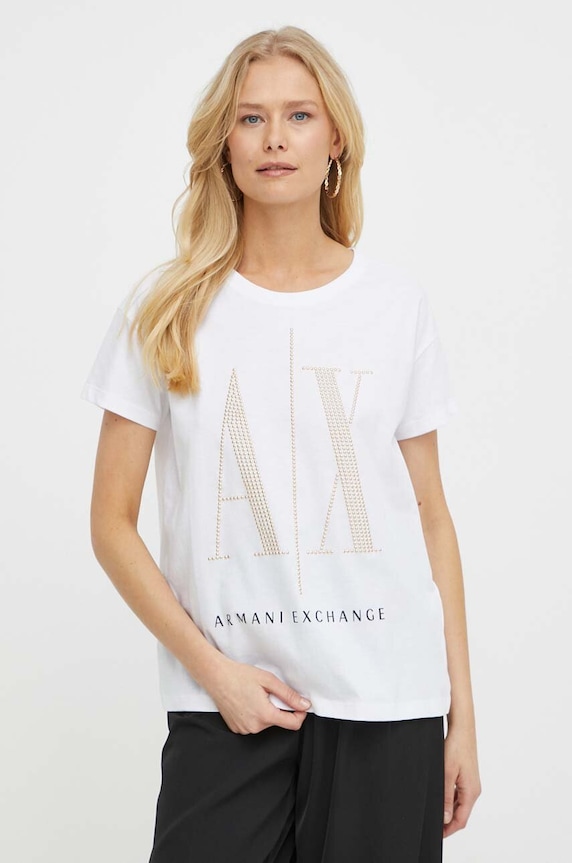 Armani Exchange - Tričko bavlna biela 8NYTDX.YJG3Z.NOS