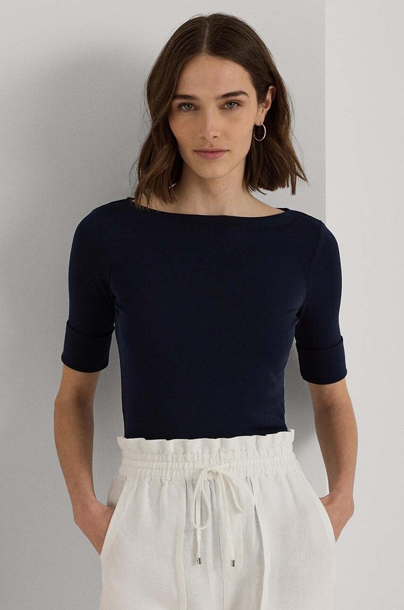 Tričko Lauren Ralph Lauren jednofarebný tmavomodrá 200654963079