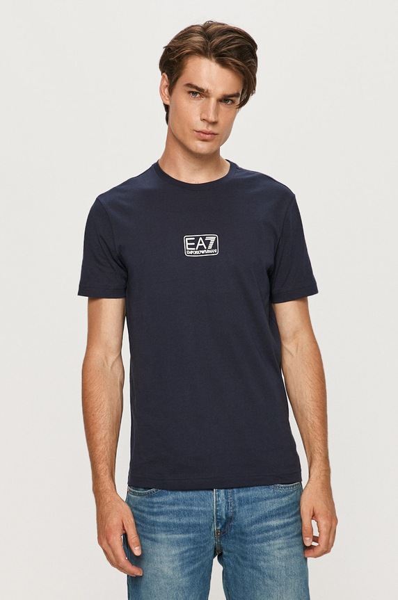 EA7 Emporio Armani - T-shirt 8NPT11.PJNQZ nadruk granatowy 8NPT11.PJNQZ