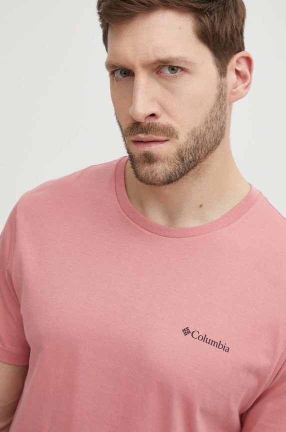 Odzież Columbia t-shirt bawełniany North Cascades 1834041 różowy