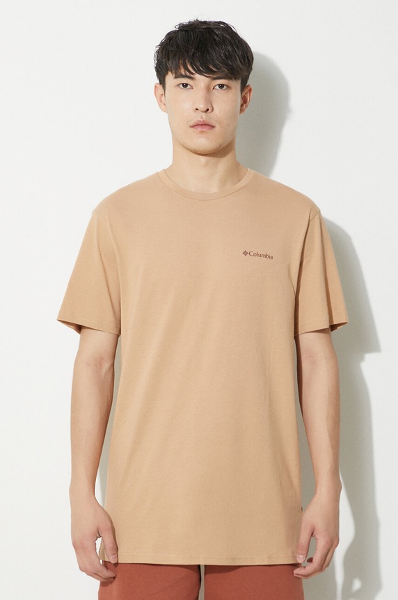 Odzież Columbia t-shirt bawełniany North Cascades 1834041 beżowy