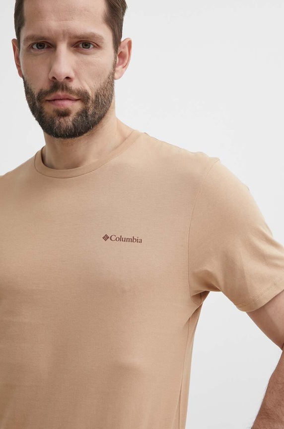 Columbia t-shirt bawełniany North Cascades beżowy 1834041