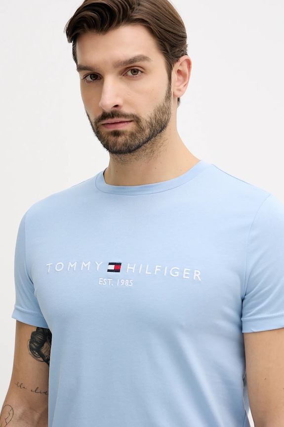 Βαμβακερό μπλουζάκι Tommy Hilfiger μπλε MW0MW11797