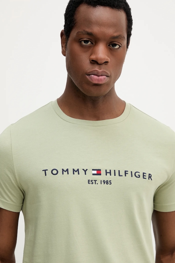 Ρούχα Βαμβακερό μπλουζάκι Tommy Hilfiger MW0MW11797 πράσινο