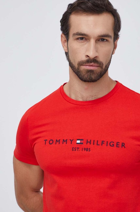 Odzież Tommy Hilfiger t-shirt bawełniany MW0MW11797 czerwony