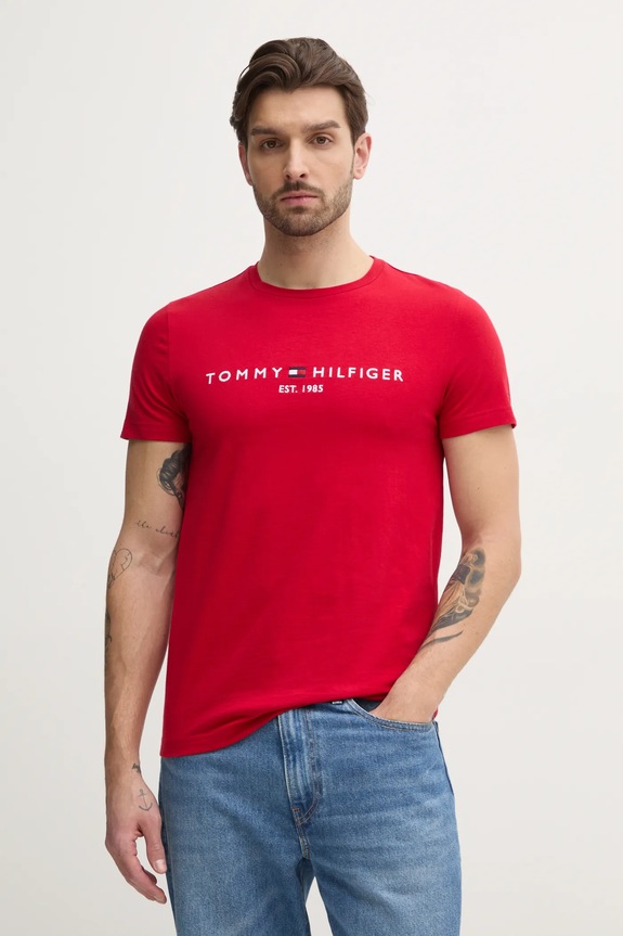 Tommy Hilfiger t-shirt bawełniany czerwony MW0MW11797