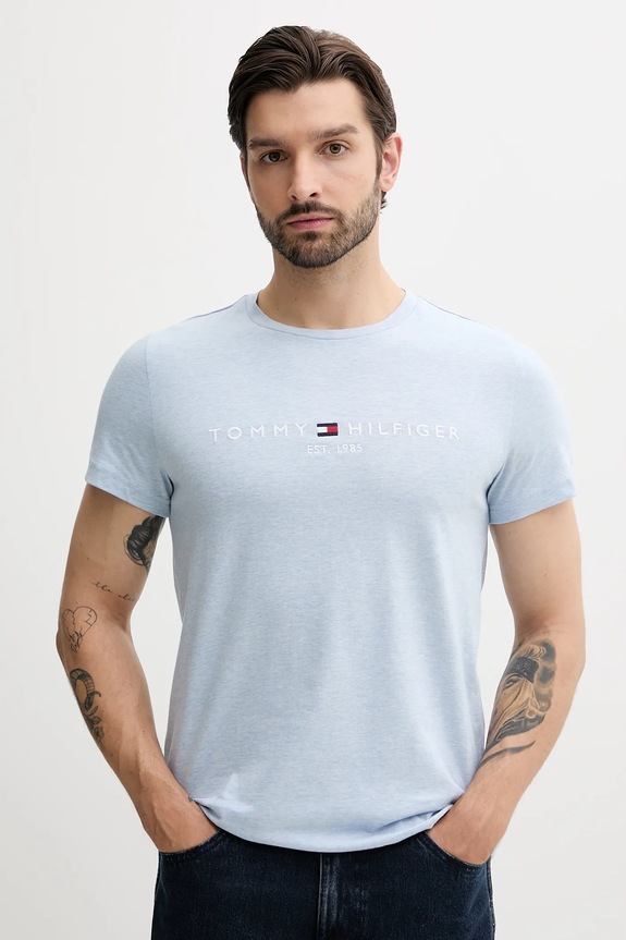Bavlnené tričko Tommy Hilfiger modrá MW0MW11797