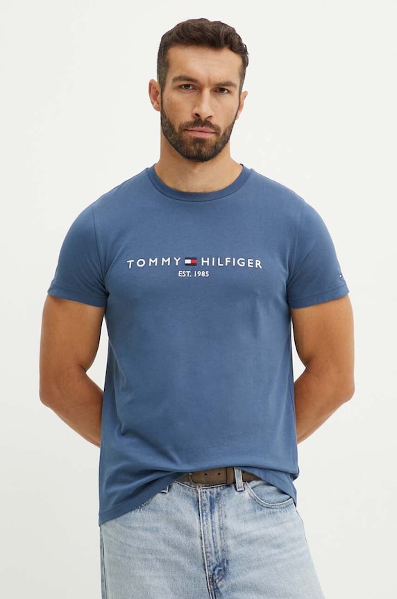 Bavlněné tričko Tommy Hilfiger nášivka modrá MW0MW11797