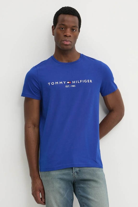 Bavlnené tričko Tommy Hilfiger modrá MW0MW11797