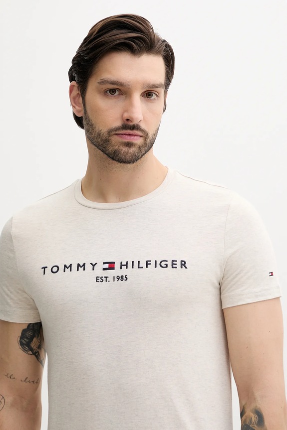 Oblečenie Bavlnené tričko Tommy Hilfiger MW0MW11797 béžová