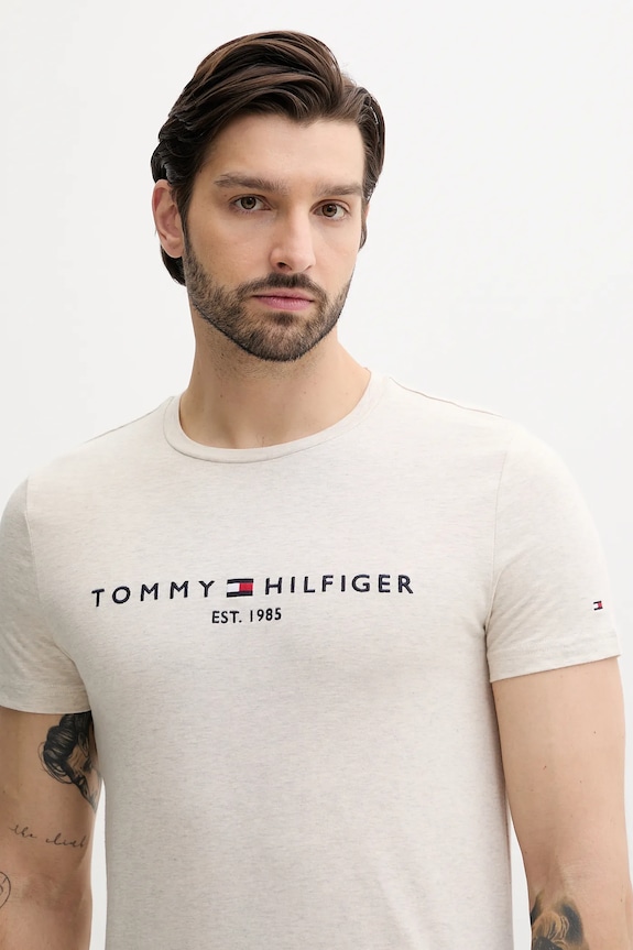 Oblečenie Bavlnené tričko Tommy Hilfiger MW0MW11797 béžová