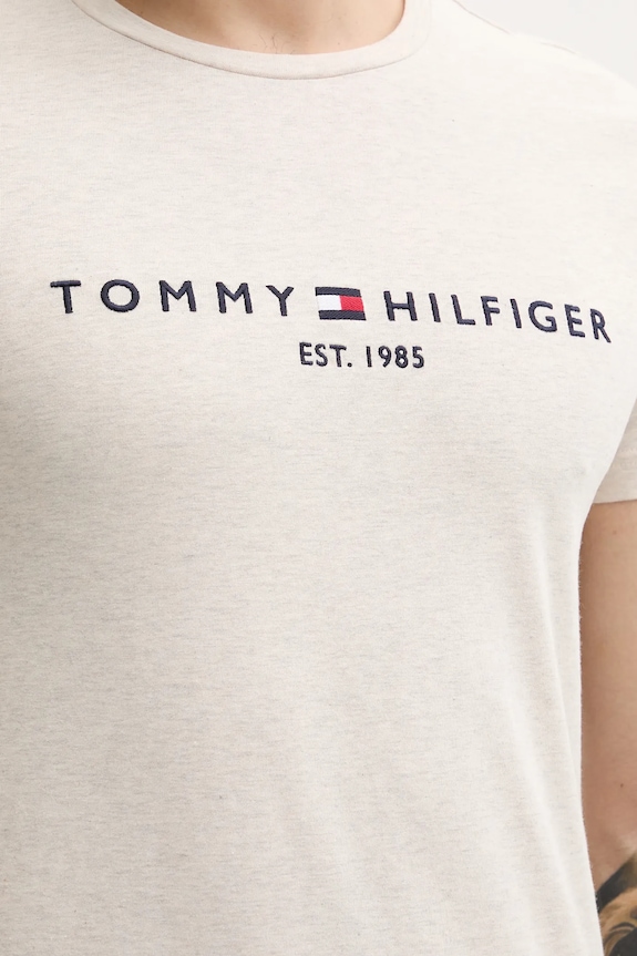 Bavlnené tričko Tommy Hilfiger béžová MW0MW11797