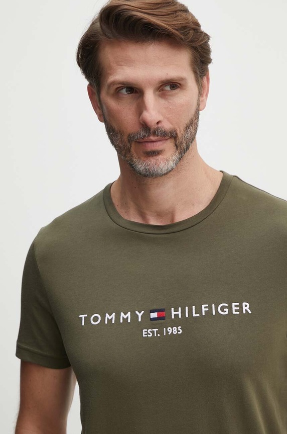 Tommy Hilfiger t-shirt bawełniany MW0MW11797 zielony SS26