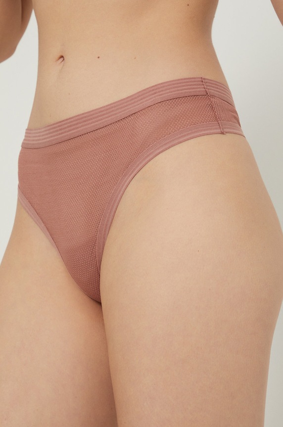 Dkny stringi dzianina brązowy DK8621