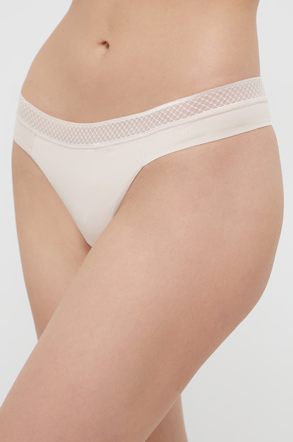 Calvin Klein Underwear tanga sima bézs 000QF6307E.4890