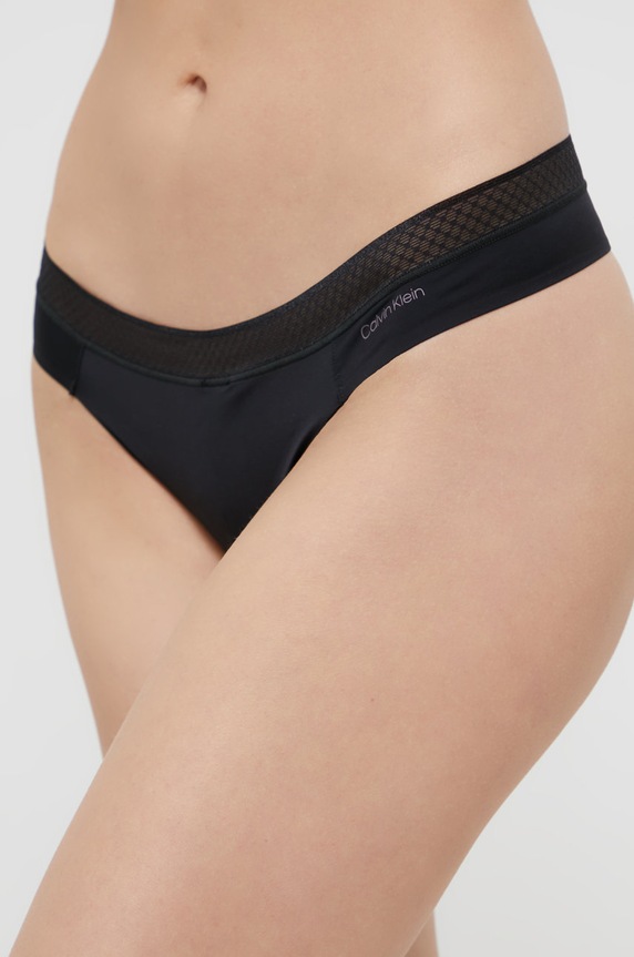 Calvin Klein Underwear Stringi dzianina czarny 000QF6307E.4890