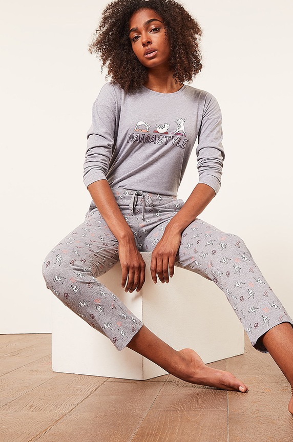 Etam Longsleeve piżamowy szary 652836002