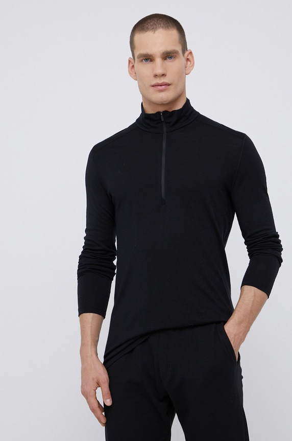 Icebreaker Longsleeve wełniany 200 Oasis LS Half Zip czarny IB1043670011