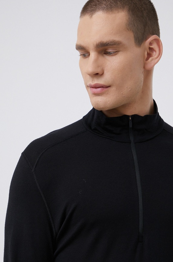 Icebreaker Longsleeve wełniany 200 Oasis LS Half Zip IB1043670011 czarny