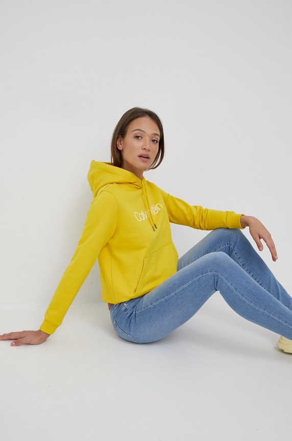 Bavlnená mikina Calvin Klein bavlna žltá K20K202687.4890