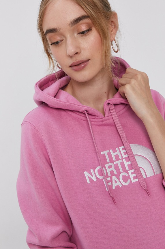 Bavlněná mikina The North Face s kapucí růžová NF0A55ECY9U