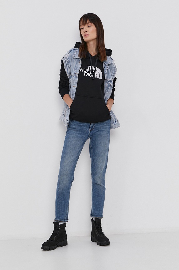 The North Face pamut melegítőfelső NF0A55ECJK31 fekete AW22