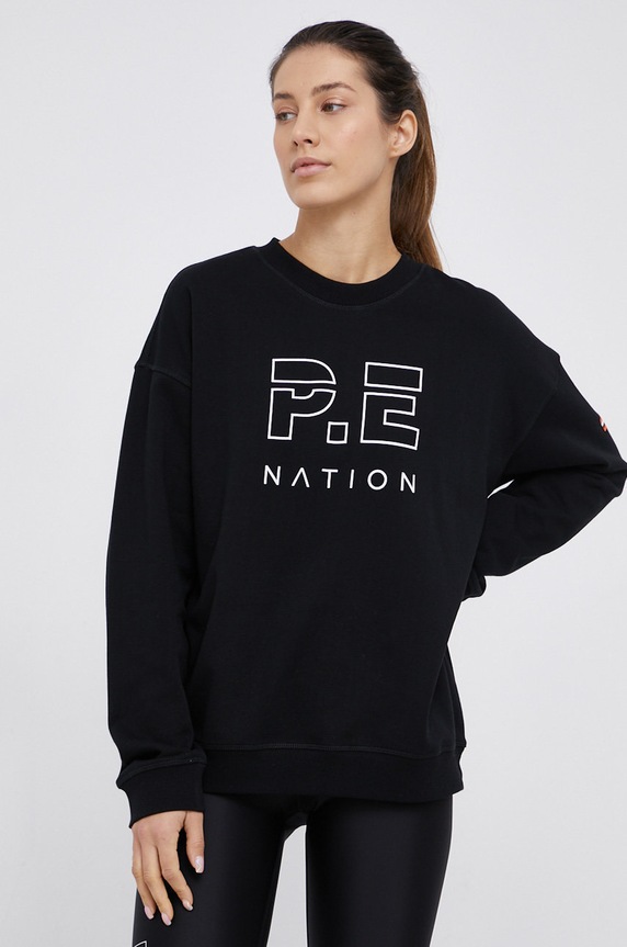Bavlnená mikina P.E Nation potlač čierna PEBASICSF029