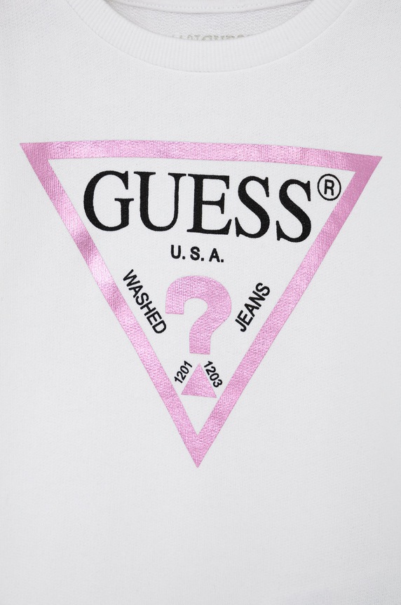Dětská bavlněná mikina Guess K74Q12.KAUG0 bílá AW21