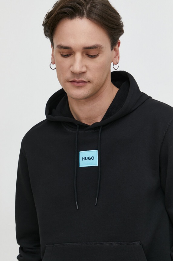 HUGO bluza bawełniana Daratschi214 z kapturem czarny 50458700