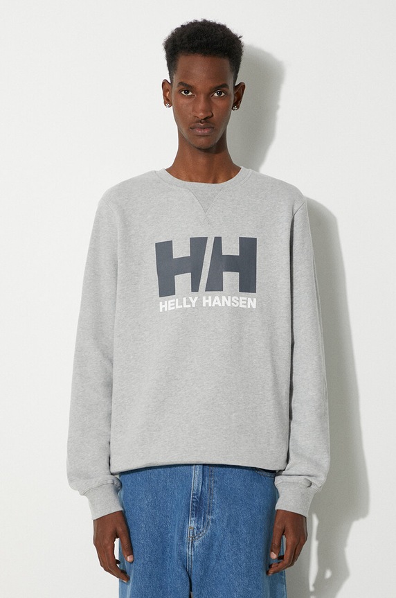 Бавовняна кофта Helly Hansen надрук сірий 34000