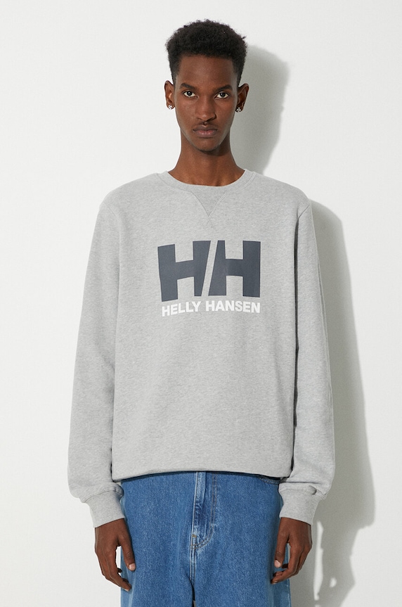 Бавовняна кофта Helly Hansen надрук сірий 34000