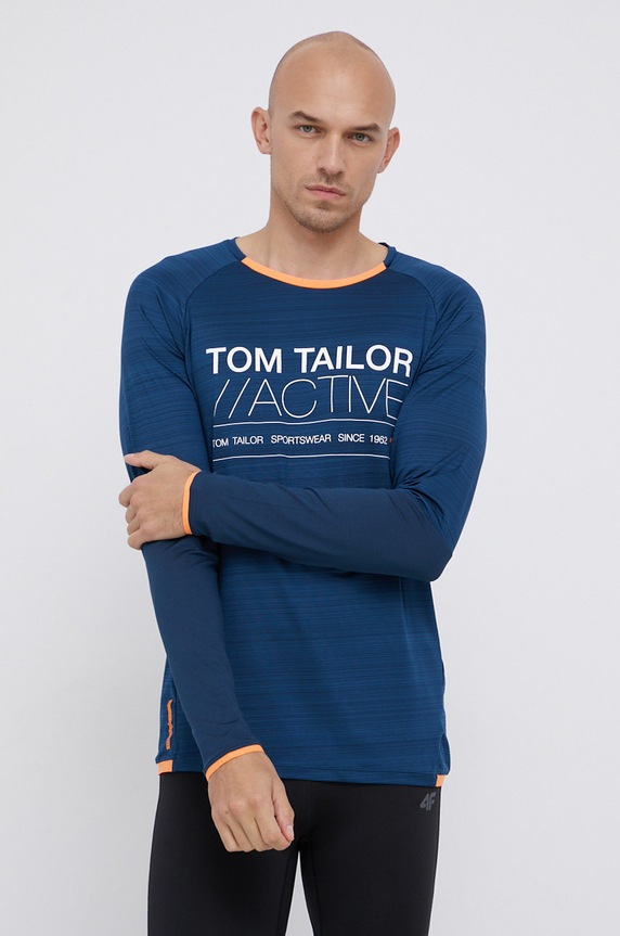 Tričko s dlouhým rukávem Tom Tailor potisk námořnická modř 434509.dkblue