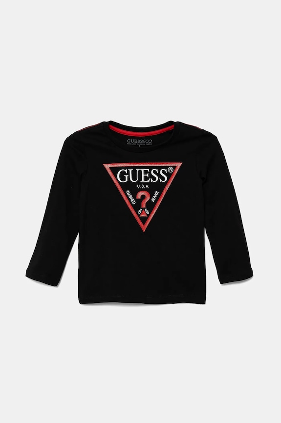 Guess Longsleeve dziecięcy nadruk czarny N84I24.K8HM0