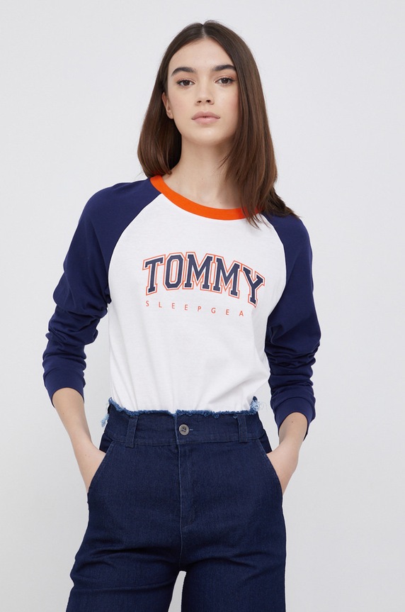 Tommy Hilfiger Longsleeve bawełniany nadruk biały UW0UW03211.4890