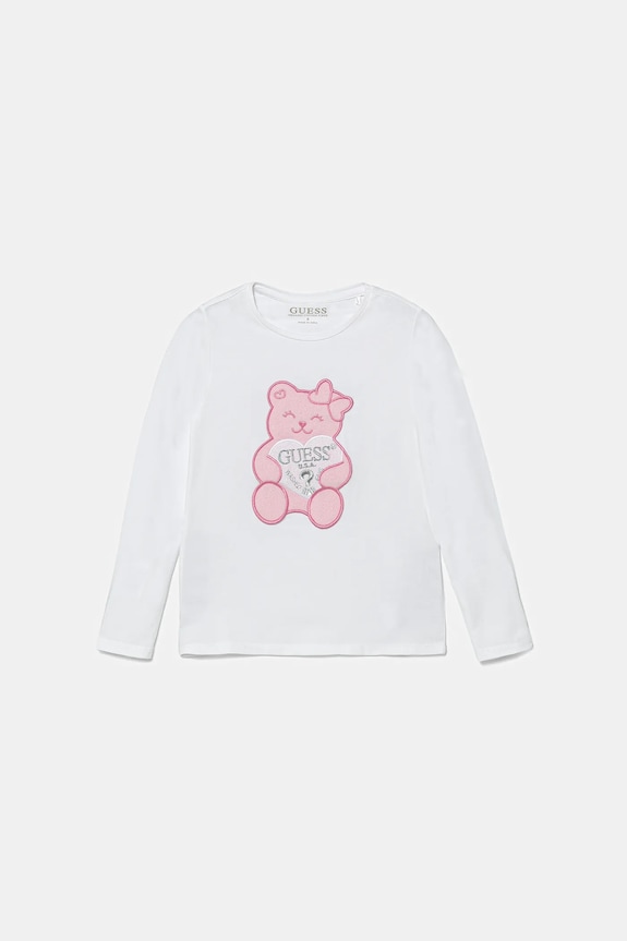 Guess Longsleeve dziecięcy aplikacja biały K1YI22.K6YW1