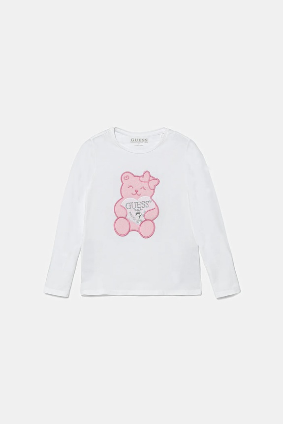 Guess Longsleeve dziecięcy aplikacja biały K1YI22.K6YW1