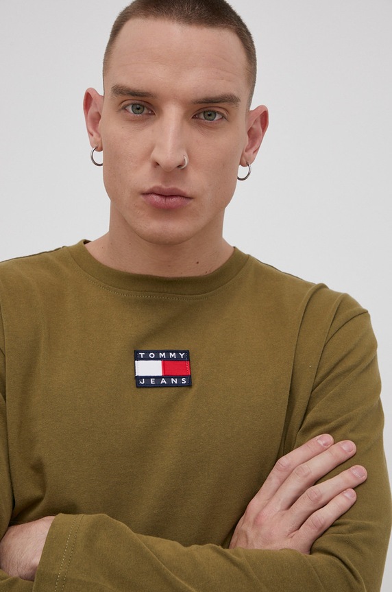 Tričko s dlhým rukávom Tommy Jeans zelená DM0DM10932.4890
