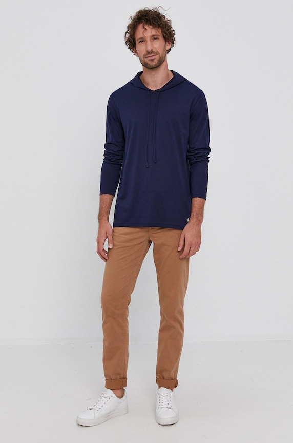 Bavlnené tričko s dlhým rukávom Polo Ralph Lauren 714844760001 tmavomodrá SS26