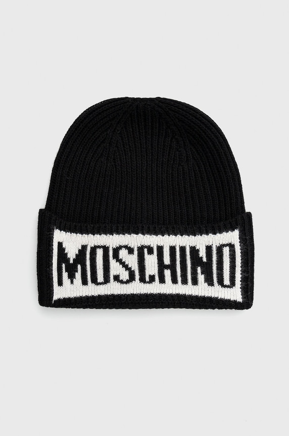 Vlnená čiapka Moschino s prímesou vlny čierna M5540.60077