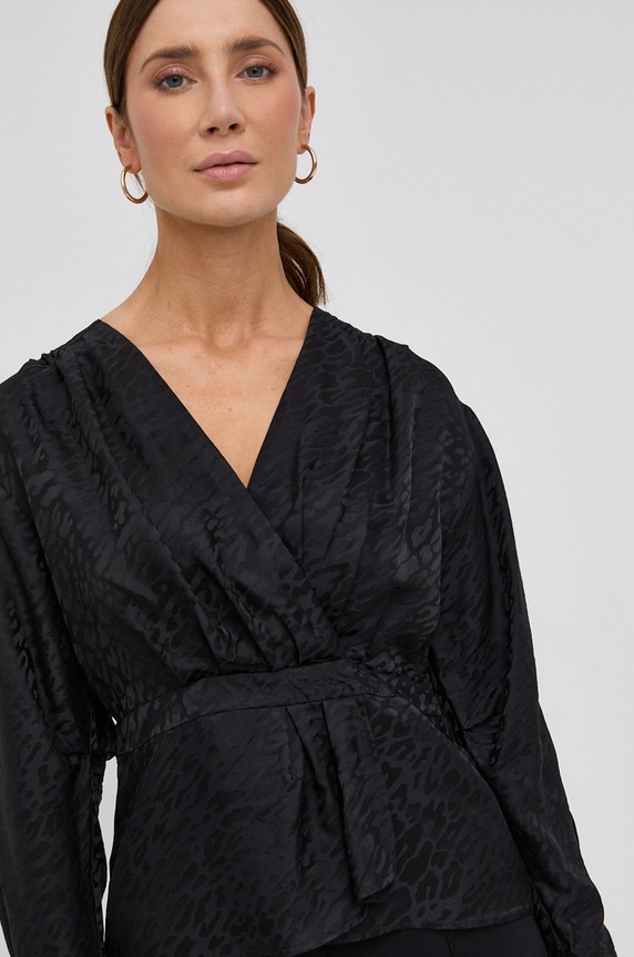 Hodvábna blúzka The Kooples čierna FTOP23057K