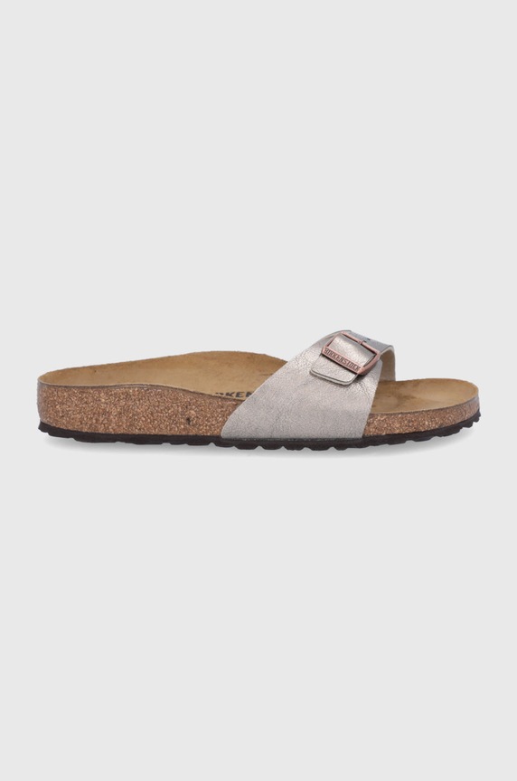 Birkenstock klapki skórzane Madrid płaski złoty 1020632