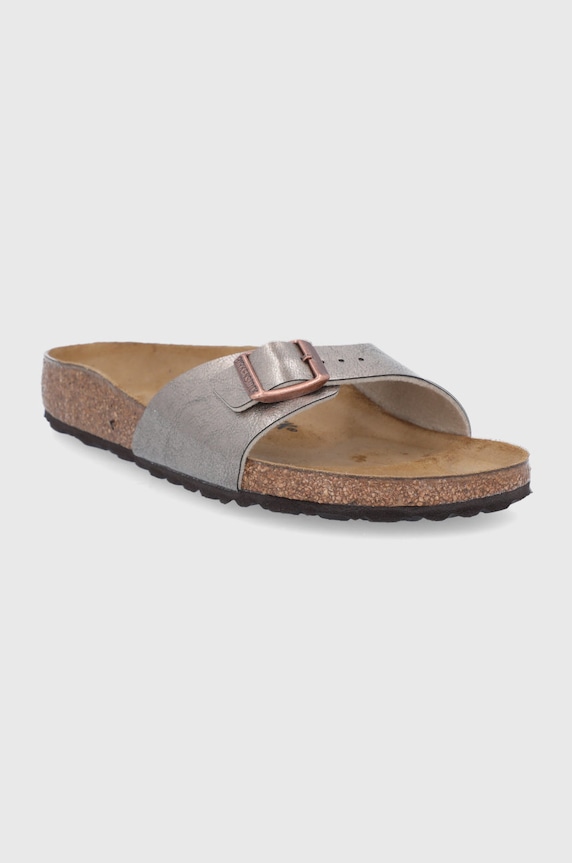 Birkenstock klapki skórzane Madrid 1020632 złoty AA00
