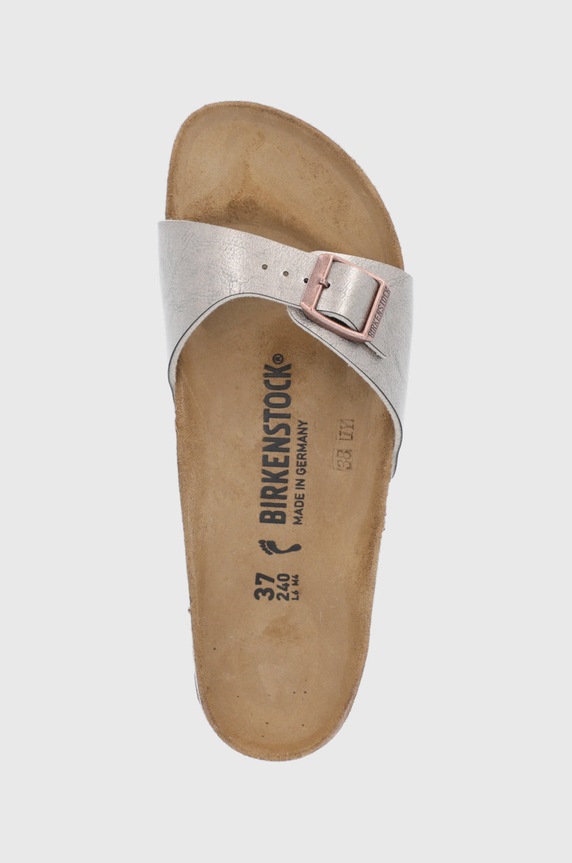Birkenstock klapki skórzane Madrid złoty 1020632