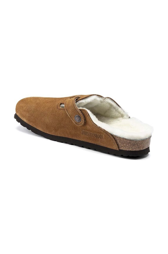 Birkenstock kapcie zamszowe Boston 1001141.Sheepskin.Mink brązowy