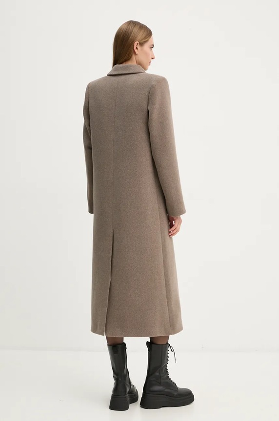 Samsoe Samsoe palton de lana F20400075 bej AW25