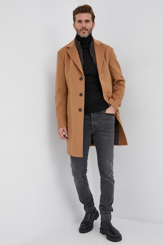 Joop! Płaszcz wełniany 30027793 beżowy AW21