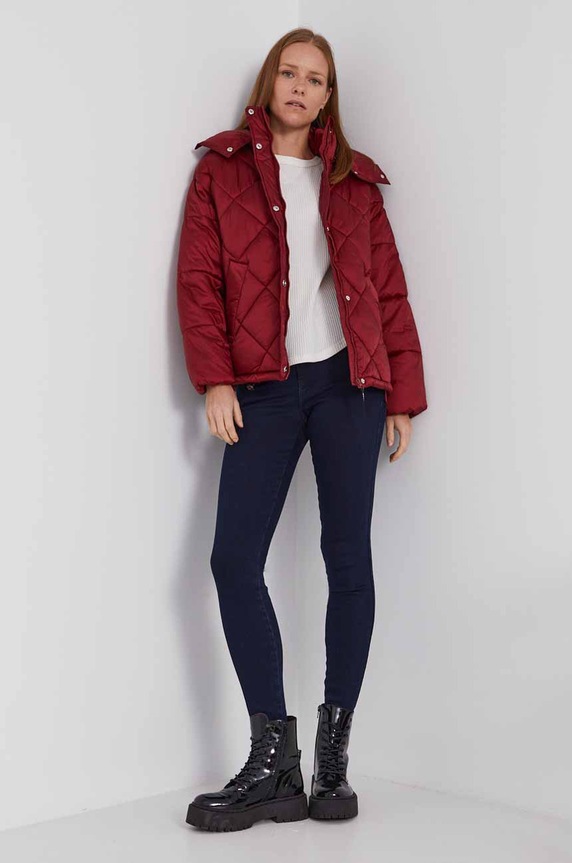 Pepe Jeans kurtka przeciwdeszczowa Claude z podszewką bordowy PL401980.287