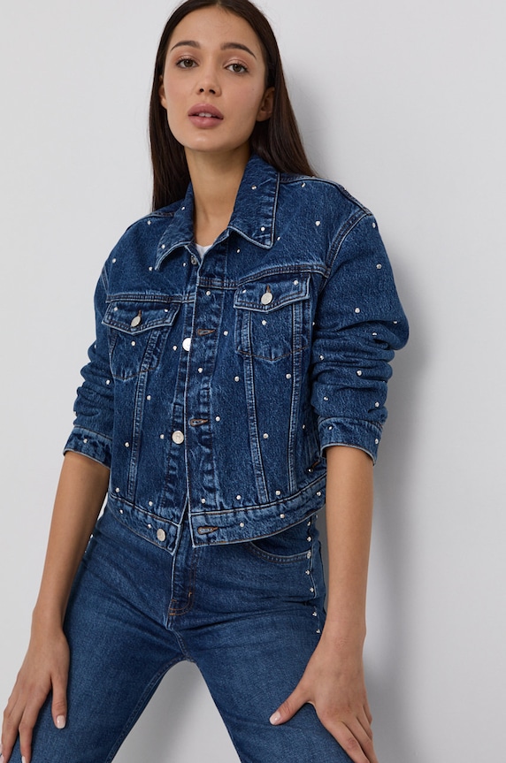 The Kooples Kurtka jeansowa FBLO23000J niebieski