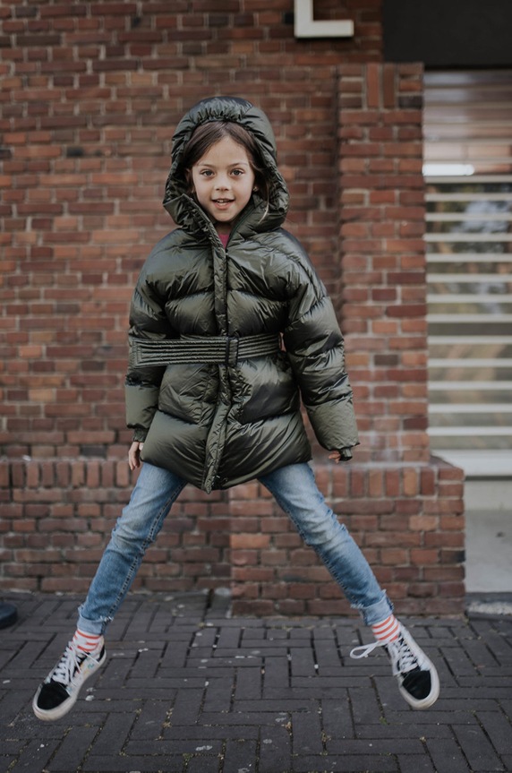 Fluff Geacă de puf pentru copii cu captuseala verde Military.jacket