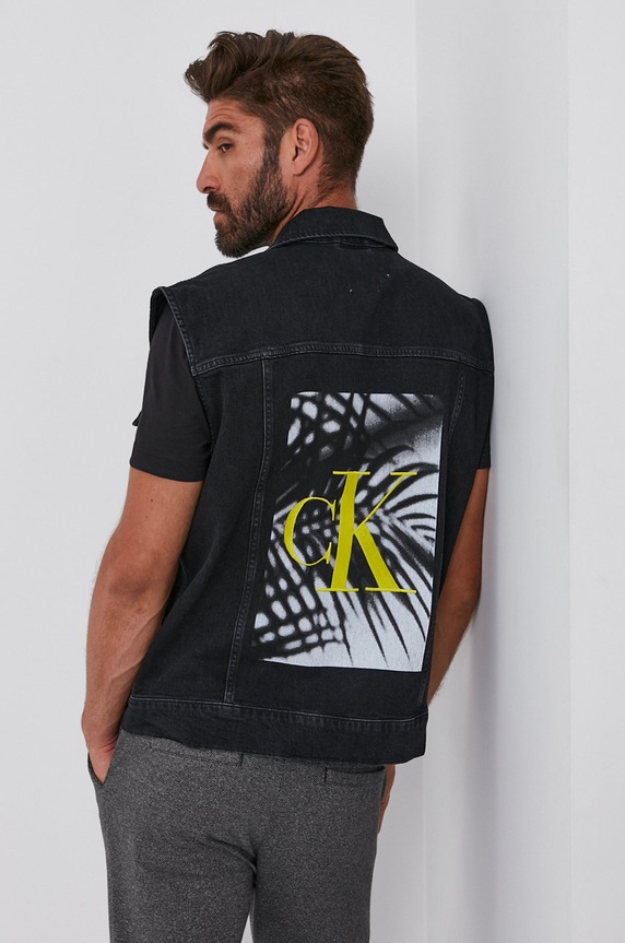 Calvin Klein Jeans Bezrękawnik jeansowy J30J319120.4890 bez kaptura czarny J30J319120.4890
